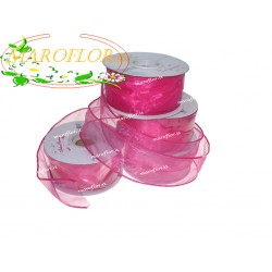 Nastro in Organza Fucsia 50 mm largo x 25 Yard (quasi 23mt) con bordino