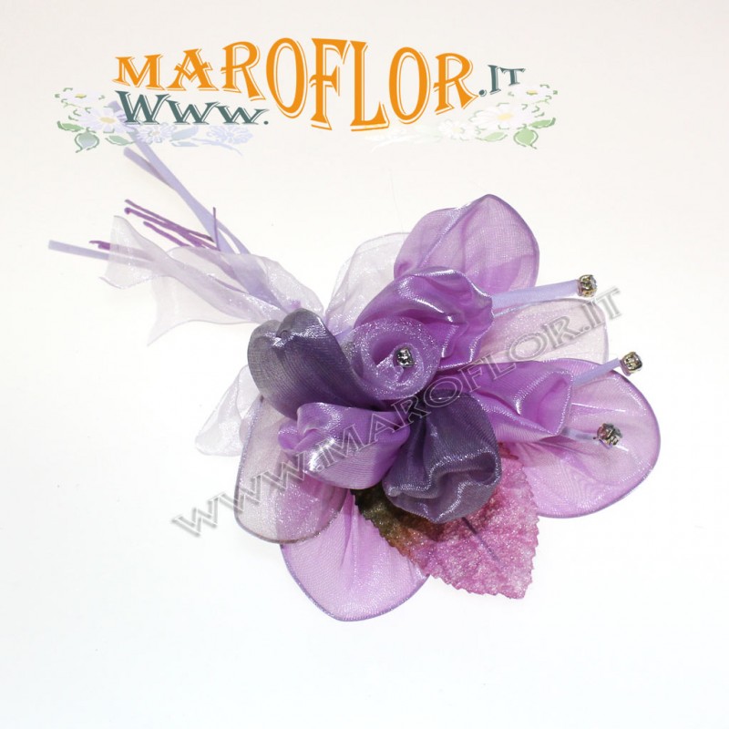 Bomboniere Fiore con Punti Luce Lilla Glicine Portaconfetti in organza Segnaposto Ringraziamento