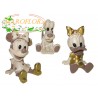 Bomboniere Walt Disney Minnie Daisy Pluto 3 ass in resina 4cm Avorio e Oro per Battesimo, Nascita, Compleanno, ecc