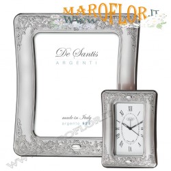 Cornice Rettangolare Con Angoli Arrotondati e Decorazioni Floreali in Argento 925% 13cm De Santis