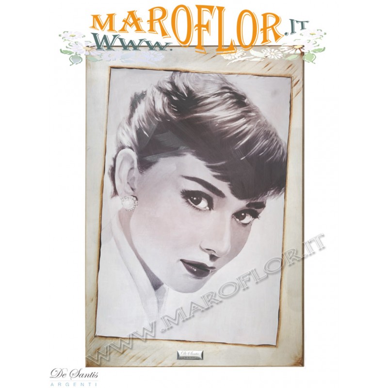 Quadro Audrey Hepburn 43x58cm con Swarovski De Santis Argenti