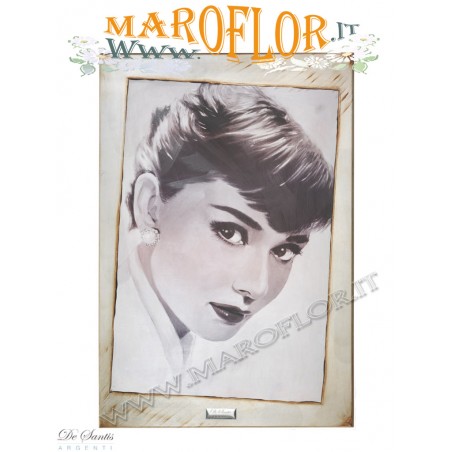 Quadro Audrey Hepburn 43x58cm con Swarovski De Santis Argenti