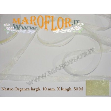 Nastro in Organza Panna 10 mm x 50 metri Bomboniere