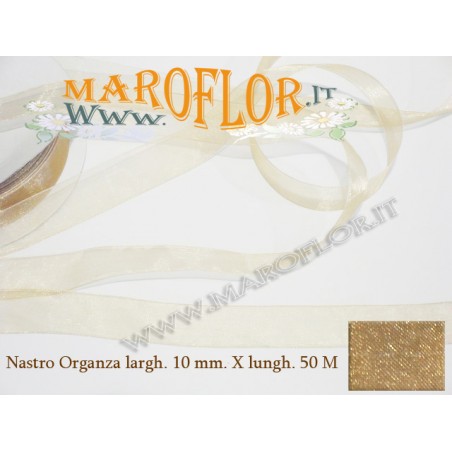 Nastro in Organza Beige 10 mm x 50 metri Bomboniere