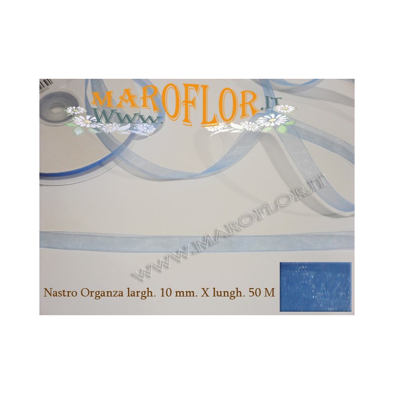 Nastro in Organza Celeste 10 mm x 50 metri Bomboniere