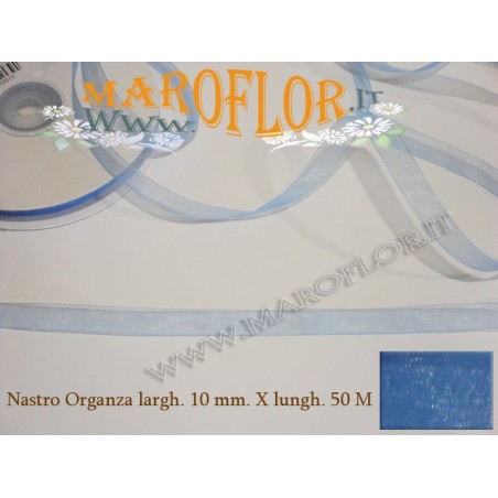 Nastro in Organza Celeste 10 mm x 50 metri Bomboniere