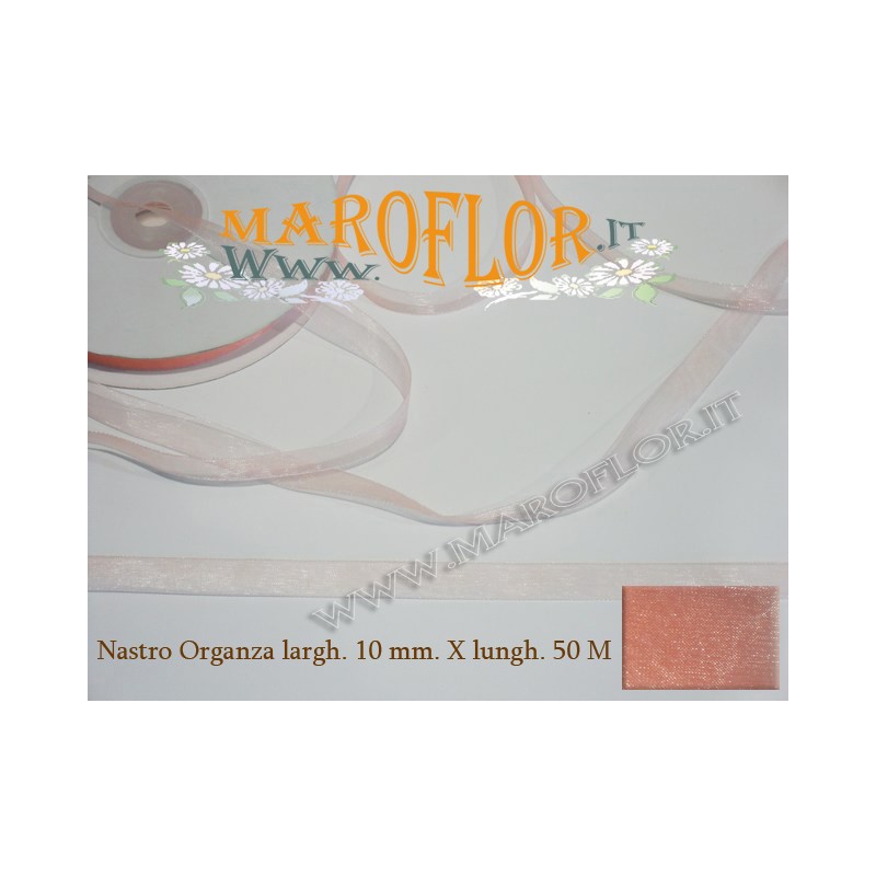Nastro in Organza Rosa 10 mm x 50 metri Bomboniere