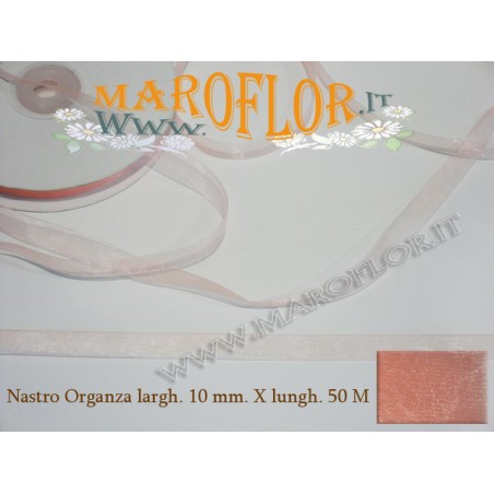 Nastro in Organza Rosa 10 mm x 50 metri Bomboniere