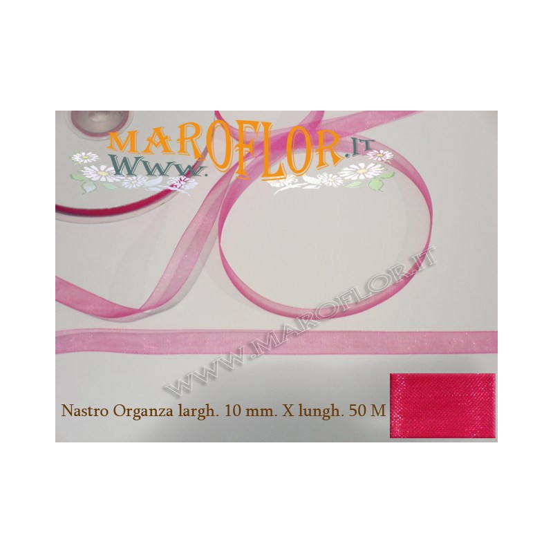 Nastro in Organza Fucsia 10 mm x 50 metri Bomboniere