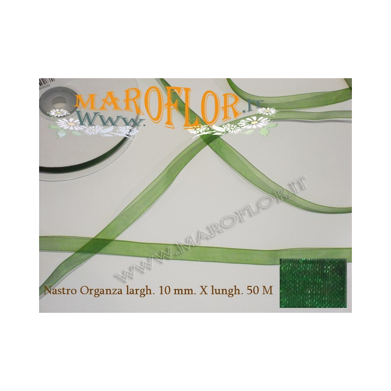 Nastro in Organza Verde 10 mm x 50 metri Bomboniere