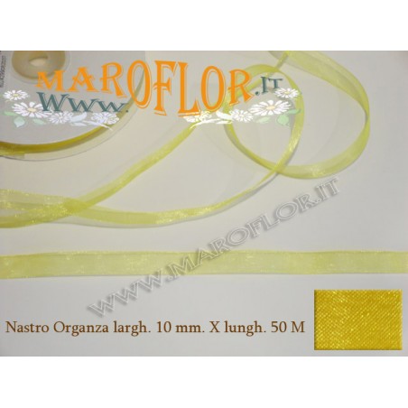 Nastro in Organza Giallo 10 mm x 50 metri Bomboniere