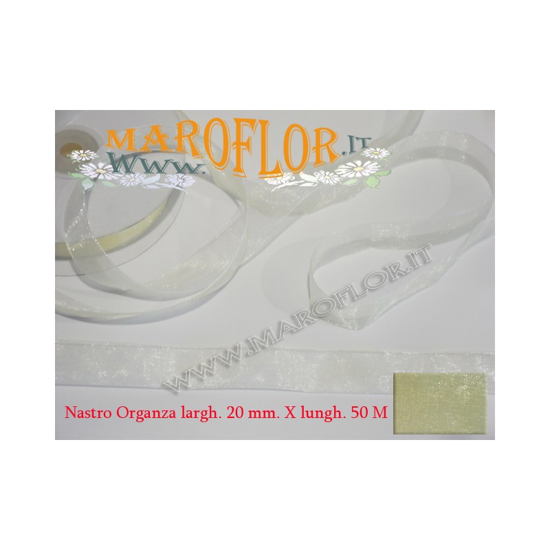 Nastro in Organza Panna 20 mm x 50 metri Bomboniere