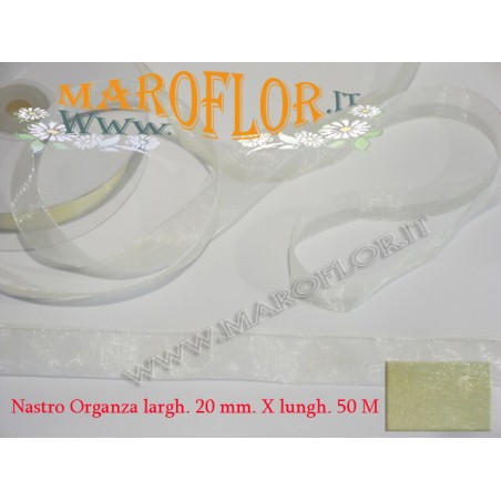 Nastro in Organza Panna 20 mm x 50 metri Bomboniere