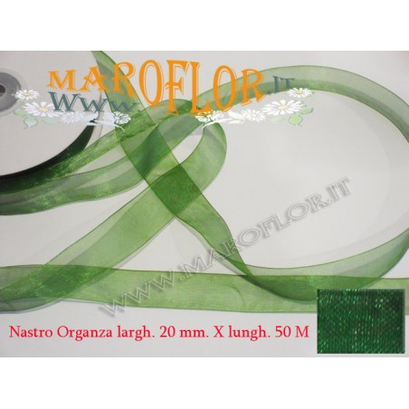 Nastro in Organza Verde 20 mm x 50 metri Bomboniere