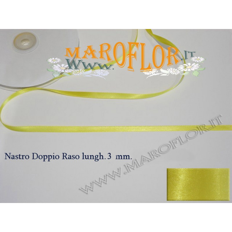 Nastro Doppio Raso Giallo 3mm x 50 metri