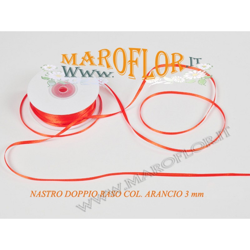 Nastro Doppio Raso Arancio 3mm x 50 metri
