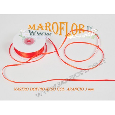 Nastro Doppio Raso Arancio 3mm x 50 metri