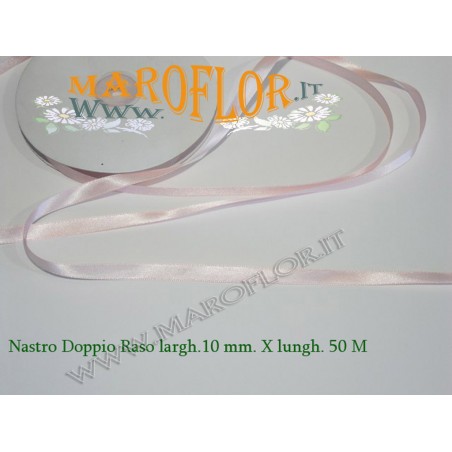 Nastro Doppio Raso Rosa 10mm x 50 metri