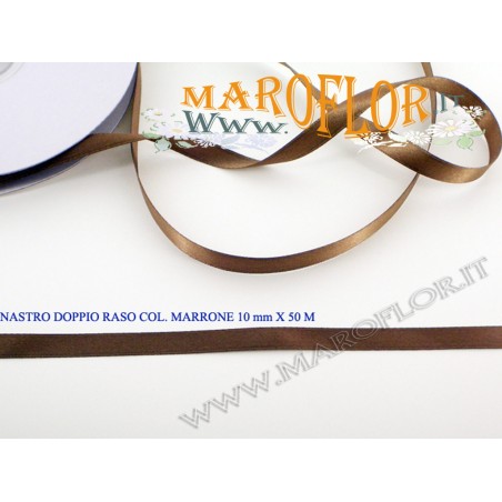 Nastro Doppio Raso Marrone 10mm x 50 metri