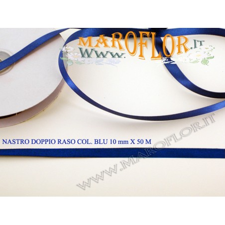 Nastro Doppio Raso Blu 10mm x 50 metri