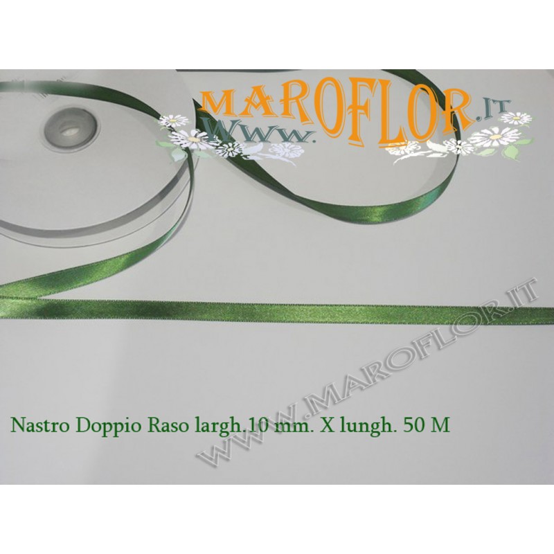 Nastro Doppio Raso Verde 10mm x 50 metri
