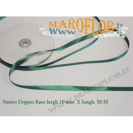 Nastro Doppio Raso Verde Scuro 10mm x 50 metri