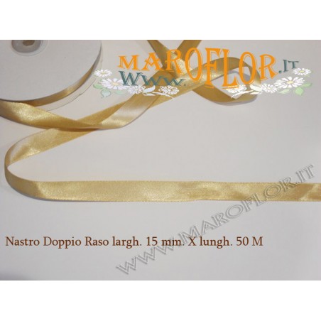 Nastro Doppio Raso Beige 15mm x 50 metri