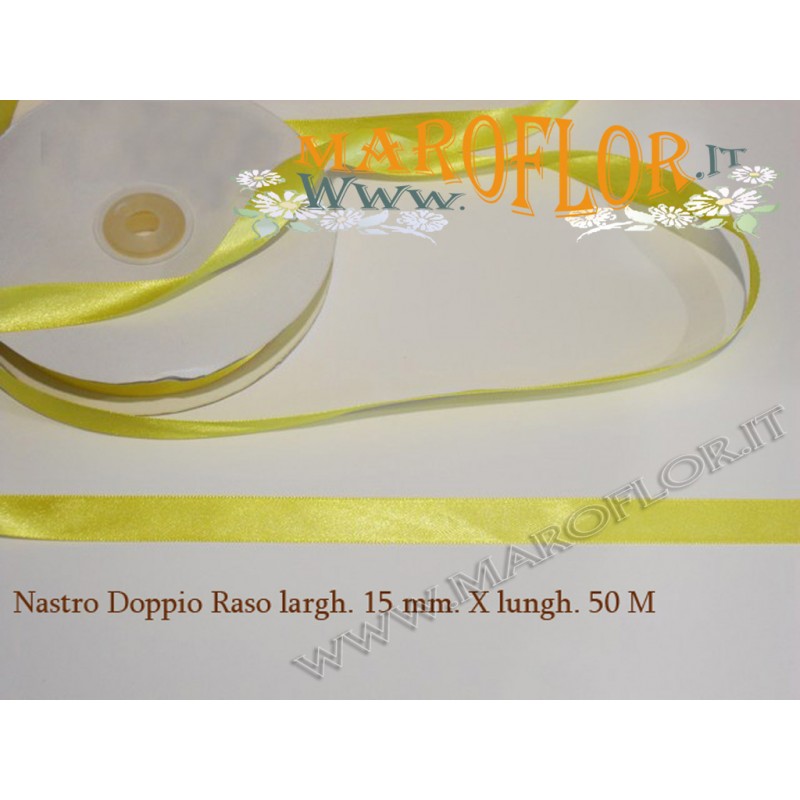 Nastro Doppio Raso Giallo 15mm x 50 metri