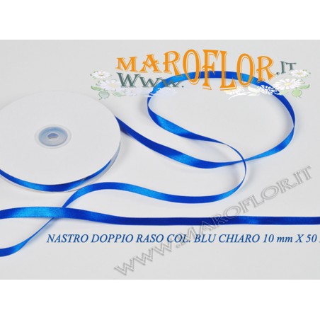 Nastro Doppio Raso Blu Chiaro 15mm x 50 metri