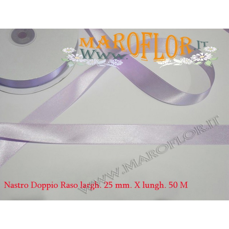 Nastro Doppio Raso Lilla 25mm x 50 metri