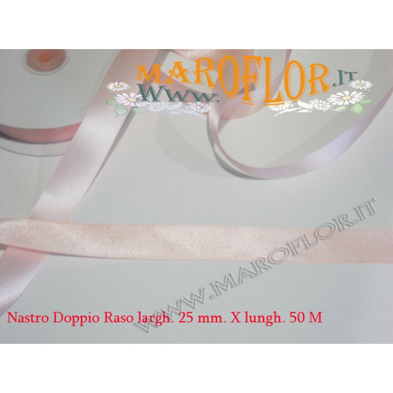 Nastro Doppio Raso Rosa 25mm x 50 metri