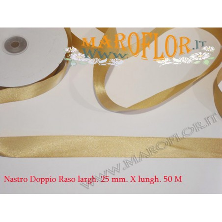 Nastro Doppio Raso Beige 25mm x 50 metri