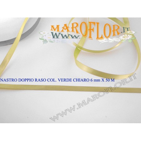 Nastro Doppio Raso Verde Chiaro 6mm x 50 metri