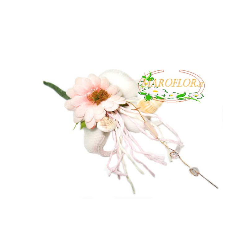 PortaConfetti Fiore Rosa con 3 confetti Orefice al cioccolato bianco