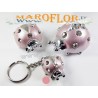 Bomboniera Portachiavi Coccinella Rosa 3cm con Strass Punti Luce per Battesimo Nascita Compleanno
