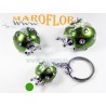 Bomboniera Portachiavi Coccinella Verde 3cm con Strass Punti Luce per Matrimoni Sposi Promesse Anniversari