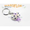 Bomboniera Portachiavi Coccinella Panna Lilla 3cm con Strass Punti Luce per Matrimonio Anniversari Compleanno