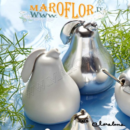 Bomboniere Claraluna 13041 Set Olio e Aceto in Porcellana Pera Bianca e Silver Linea Petite