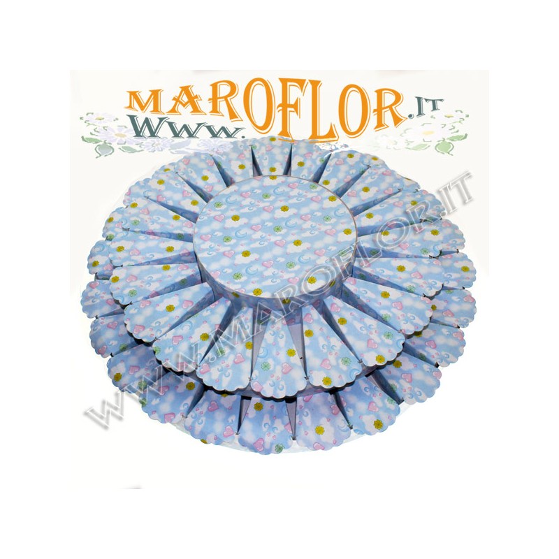 Torta Azzurra per Bomboniere con 44 Astucci Fette Spicchi OFFERTA ULTIMA DISPONIBILE STOCK