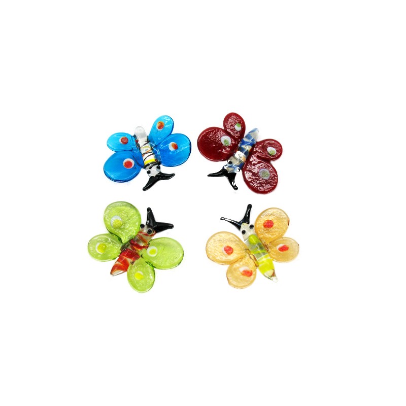 Farfalla con calamita in vetro tipo Murano 4 assortite