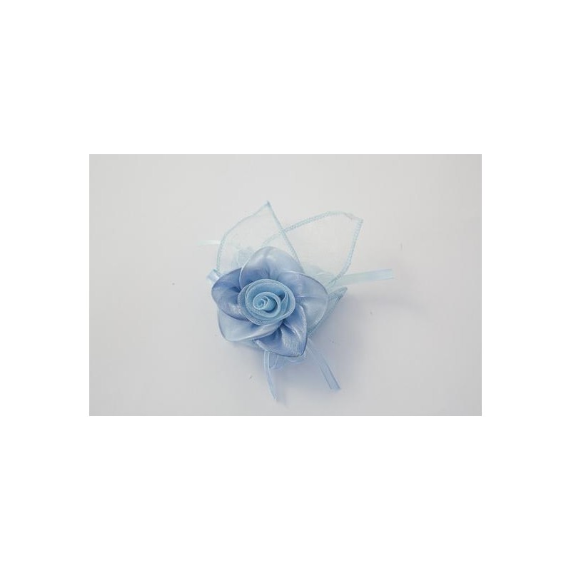 Sacchettino PortaConfetti Fiore in Organza Azzurro Celeste x Bomboniere Battesimi Nascite Compleanni