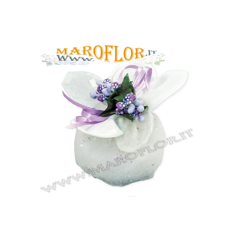 Bomboniere Sacchettino PortaConfetti Glitter Fiore in Organza Bianco x Matrimonio Comunione Sposi Bomboniere Sacchettino PortaConfetti Glitter Fiore in Organza Bianco x Matrimonio Comunione Sposi