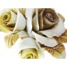 Tralcio Fiore Rosellina con due boccioli in Ceramica Porcellana tipo Capodimonte Bomboniera 8 cm