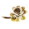 Tralcio Fiore Rosellina con due boccioli in Ceramica Porcellana tipo Capodimonte Bomboniera 8 cm