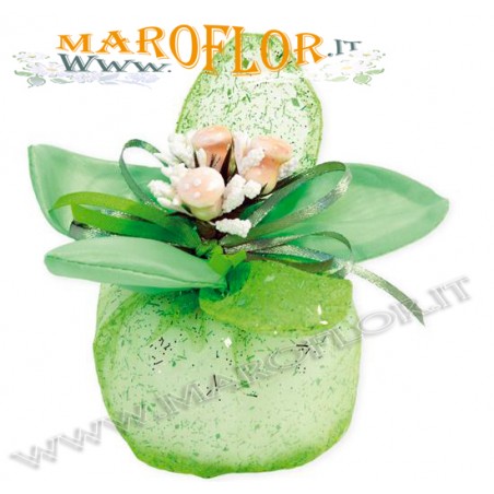 Bomboniere Sacchettino PortaConfetti Glitter Fiore in Organza Verde x Matrimoni Promesse Anniversari Sposi