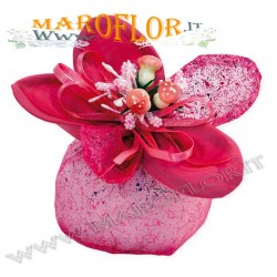 Bomboniere Sacchettino PortaConfetti Glitter Fiore in Organza Fucsia x Matrimonio Compleanno Sposi