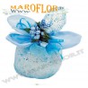 Bomboniere Sacchettino PortaConfetti Glitter Fiore in Organza Celeste Azzurro x Battesimo Nascite Compleanno Sposi