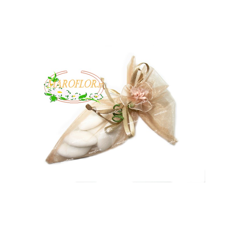 CONI BEIGE con FIORELLINO con confetti OREFICE alla mandorla e cioccolato bianco