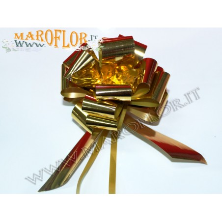 Coccarda h3cm Nastri Fiocchi Oro metallizzati per Sposi, Auto, Addobbi