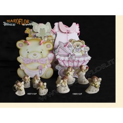 12 Bomboniere Claraluna 15881/12/F Angioletti 6,5cm in Resina Motion con Shopper Femmina Rosa linea Monica